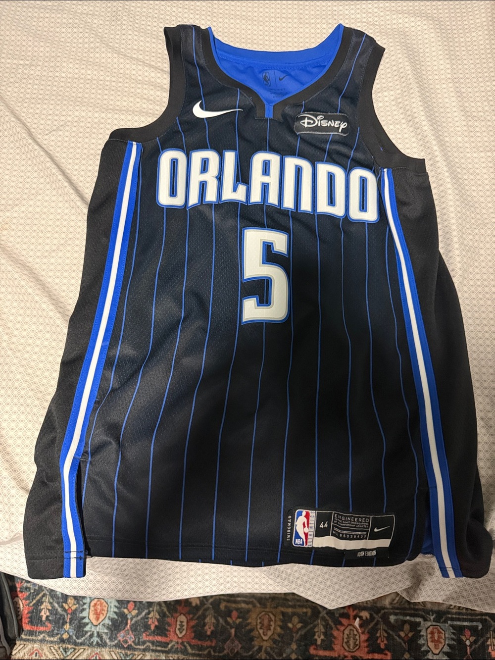 Nike Orlando Black and Blue Basketball Jersey #5